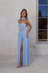 Favourite Luxury Strapless Maxi Dress Blue