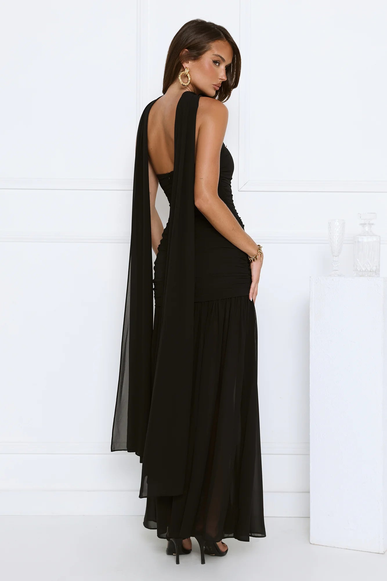 Soir茅e Glow Strapless Maxi Dress Black